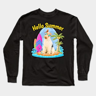 Hawaiian Wire Fox Terrier Dog Tropical FlSummer Long Sleeve T-Shirt